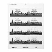 Étiquette Bouteille d'eau H écrêtée de Chicago Skyline (Feuille entière)