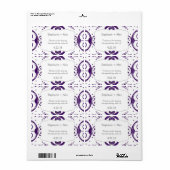 Étiquette Bouteille d'eau Mariage de fleurs violet Favoriser (Feuille entière)