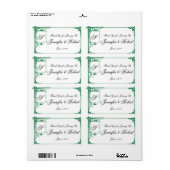 Étiquette Bouteille d'eau Mariage Green Fancy (Feuille entière)