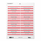 Étiquette Bouteille d'eau mariage rayée corail et aqua étiqu (Feuille entière)