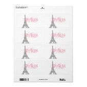 Étiquette Bouteille d'eau Paris Rose (Feuille entière)