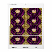 Étiquette Bouteille d'eau Princesse Royale (Feuille entière)
