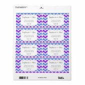 Étiquette Bouteille d'eau Purple & Blue Chevron - customisez (Feuille entière)