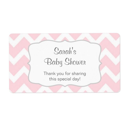 Étiquette Bouteille d'eau rose Chevron ou préférez vous pers (Devant)