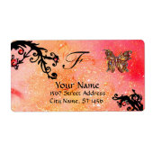 Étiquette BOUTEILLE EN ÉPARGNES, tourbillons noirs rouges ro (Devant)