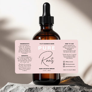 Étiquette Bouteille minimaliste à huile de poil rose