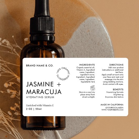 Étiquette Bouteille minimaliste moderne simple cosmétique