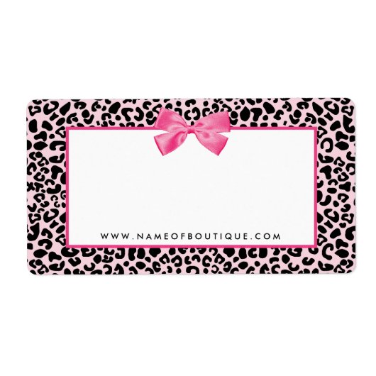 Étiquette Boutique de beauté Girly Pink Empreinte de léopard (Devant)