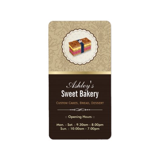 Étiquette Boutique de boulangerie sucrée - Gâteau à l'allure (Devant)