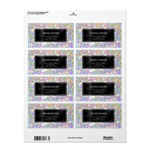 Étiquette Boutique encadrée Holographique RSVP Boutique en l (Feuille entière)