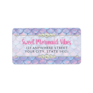 Étiquette Boutique Mermaid Tail Scale & Pearl Pastel Sparkle