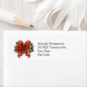 Étiquette Bow de Noël Festif Rouge et Or (En situation)