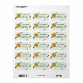 Étiquette Bow et rubans de Noël en or (Feuille entière)