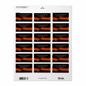 Étiquette Bow orange romantique sur Arrière - plan noir (Feuille entière)