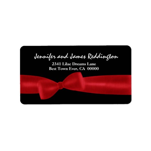 Étiquette Bow rouge romantique sur Arrière - plan noir (Devant)