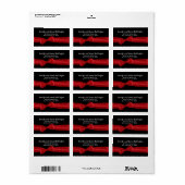 Étiquette Bow rouge romantique sur Arrière - plan noir (Feuille entière)