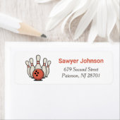 Étiquette Bowling Birthday Party Return Address (En situation)