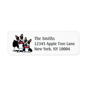 Étiquette Bowtie Boston Terriers Off-Leash Art™
