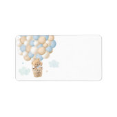 Étiquette Boy Blue Teddy Bear Hot Air Baby shower (Devant)