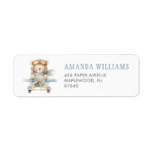 Étiquette Boy Teddy Bear Baby shower Adresse de retour Label (Devant)