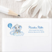 Étiquette Boys Baby shower d'éléphant aquarelle (En situation)