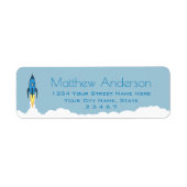 Étiquette ‹ Boys Blue Rocket Ship Outer Space Adresse de ret (Devant)