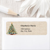 Étiquette Bracelet de Noël beige arbre rustique adresse de r (En situation)