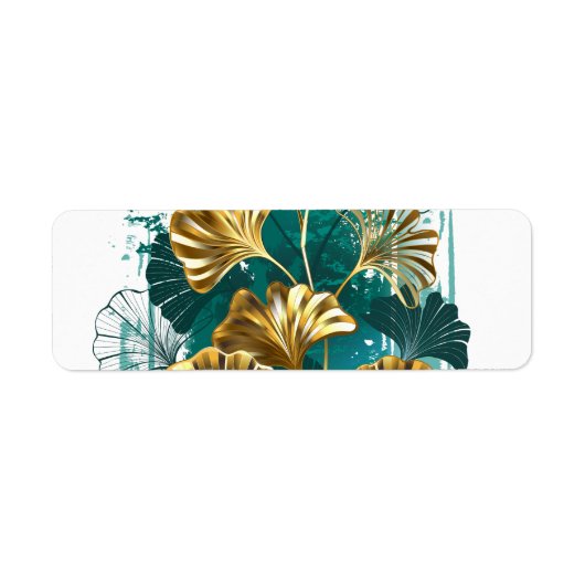 Étiquette Branche avec Feuilles d'or Ginko Biloba (Devant)