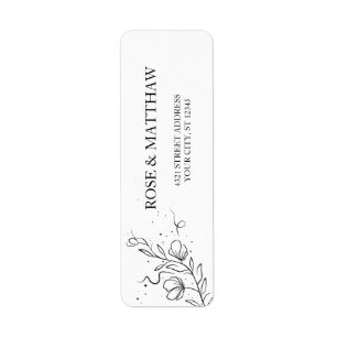 Étiquette Branche de fleurs et gouttes d'encre Adresse de re