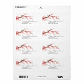 Étiquette Branche de l'arbre de fleurs de cerisier d'aquarel (Feuille entière)