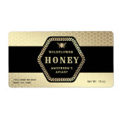 Étiquette Branche Hexagon moderne en or abeille miel Étiquet (Devant)