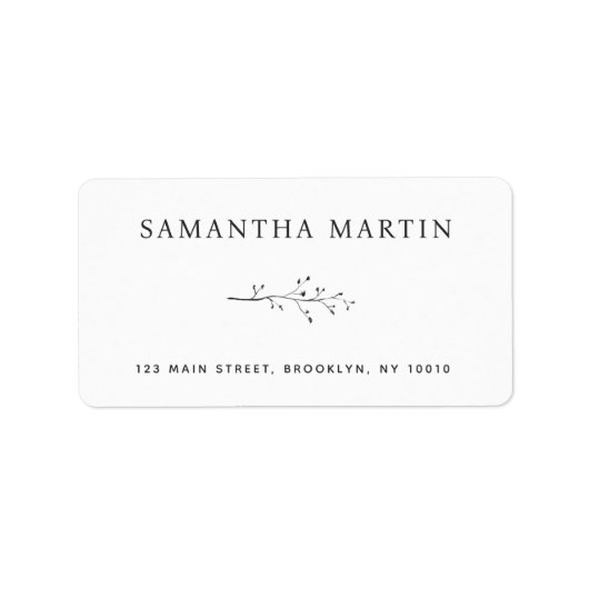 Étiquette Branche moderne Élégant simple Adresse de retour É (Devant)