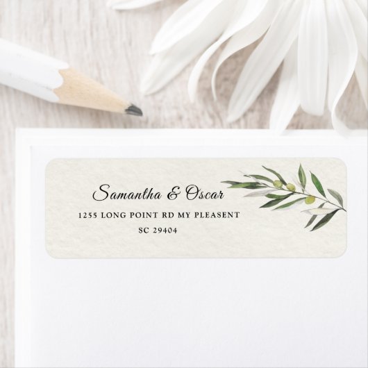 Étiquette Branche verte d'olive simple (En situation)