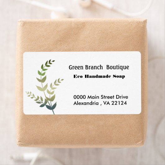 Étiquette Branches d'arbre vert Boutique artisanale (En situation)