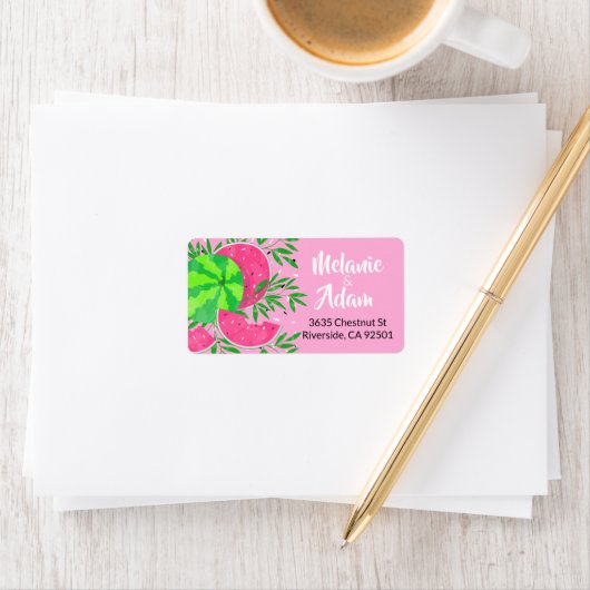Étiquette Branches de pastèque d'été Bright Tropical (En situation)
