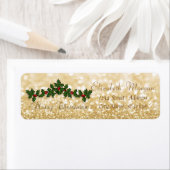 Étiquette Branches Holly de Noël élégant, Glitterie (En situation)