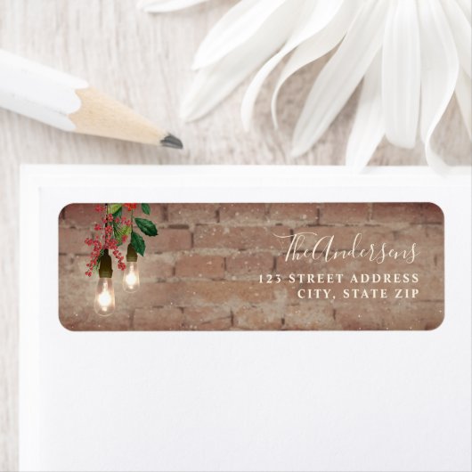 Étiquette Brick Lights Adresse de Noël (En situation)