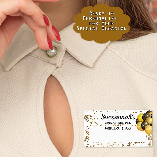 Étiquette Bridal Shower Balloon Confetti Paper Name Tag