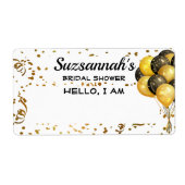 Étiquette Bridal Shower Balloon Confetti Paper Name Tag (Devant)