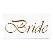 Étiquette Bride écriture or blanc calligraphie élégante chic (Devant)
