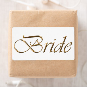 Étiquette Bride white gold script calligraphy elegant chic