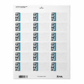 Étiquette Bright Aqua & Black Damask Dots Livraison (Feuille entière)