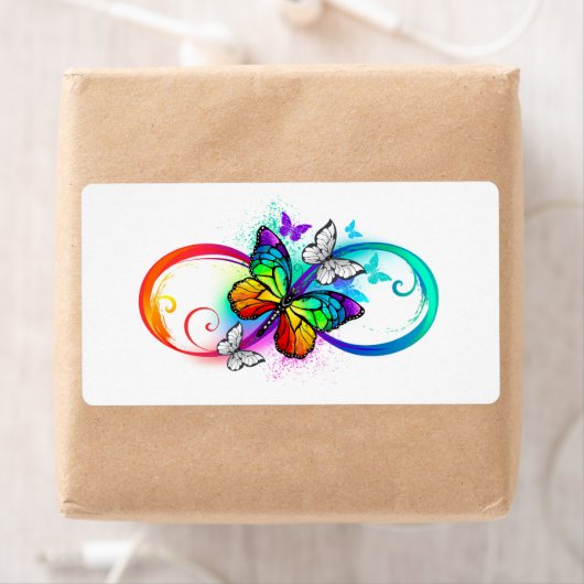 Étiquette Bright infinity with rainbow butterfly (En situation)