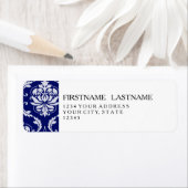 Étiquette Bright Navy Blue Damask Patte (En situation)