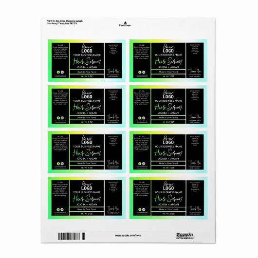 Étiquette Bright Neon Holographique Green Hair Serre Étiquet (Feuille entière)