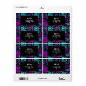 Étiquette Bright Neon Purple Bleu Géométrique Adresse de ret (Feuille entière)