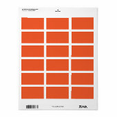Étiquette Bright Orange Minimalist Solid Background (Feuille entière)