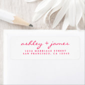 Étiquette Bright Pink Script Élégant Mariage Adresse de reto (En situation)