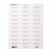 Étiquette Bright Pink Script Élégant Mariage Adresse de reto (Feuille entière)