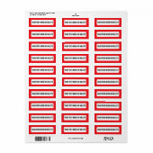 Étiquette Bright Red Border Custom Return Address Labels (Feuille entière)